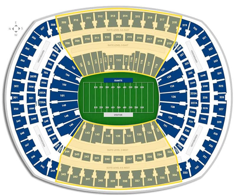 Plan tribunes du MetLife Stadium de New York - Coupe du Monde 2026
