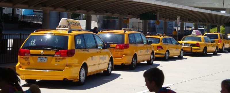 Yellow taxis at JFK airport