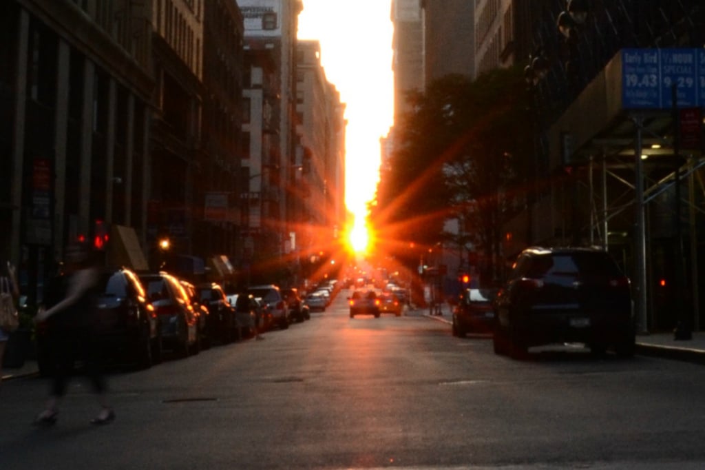 Le Manhattanhenge Magnifique Coucher De Soleil à New York