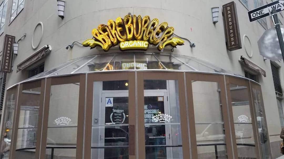 Devanture du restaurant Bare Burger dans le quartier financier de New York