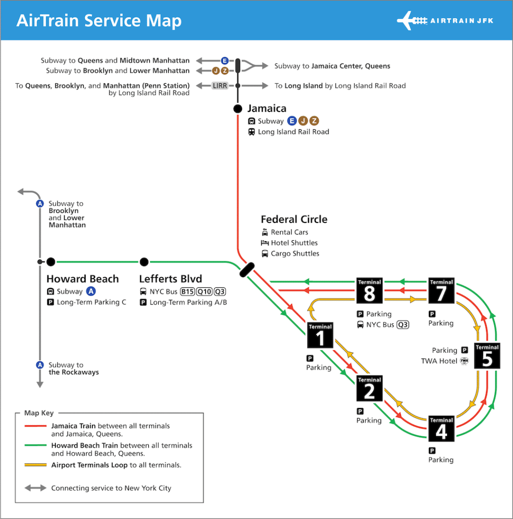 Carte de l'Airtrain à New York