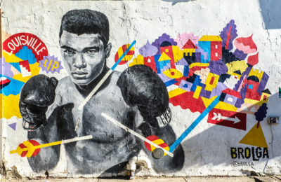 Fresque de street art de Muhammed Ali à Williamsburg