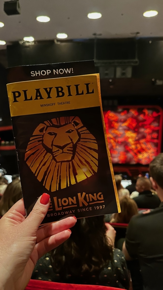 Programme de la comédie musicale du Roi Lion à New York