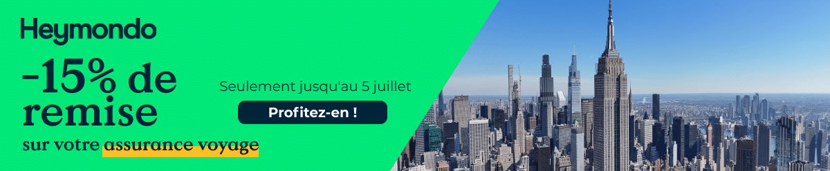 Bandeau promo assurance voyage Heymondo été 2026